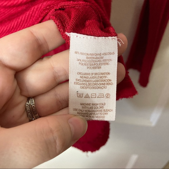 Free people gatsby red sheer lace shoulder long sleeve top M - Picture 12 of 12